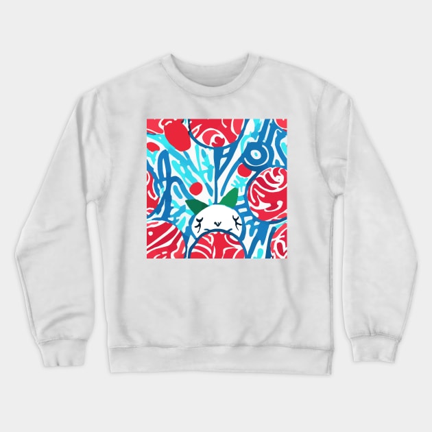 Retro abstract pattern with hidden cat Crewneck Sweatshirt by SophieClimaArt